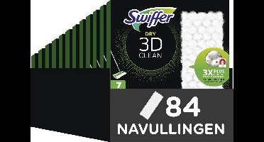 Swiffer Vloerreiniger 3D Clean - Droge Vloerdoekjes - 12 x 7 Navullingen voor Swiffer Vloerwisser
