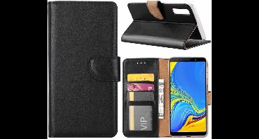 Ntech Hoesje Geschikt Voor Samsung Galaxy A7 2018 Zwart Portemonnee / Booktype TPU Lederen Hoesje