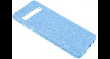 Ntech Hoesje Geschikt Voor Samsung Galaxy S10+ Plus Blauw Glitter TPU Back Cover Hoesje
