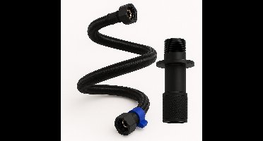 Profielenloods - flexibele aansluitslang 50 cm 1/2 x 3/8 + Hoekstopkraan 1/2 x 3/8 - Zwart