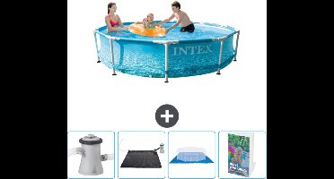 Intex Rond Frame Zwembad - 305 x 76 cm - Waterprint - Inclusief Zwembadfilterpomp - Solar Mat - Grondzeil - Zwembadgids