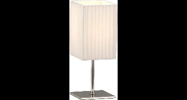Tafellamp Globo Bailey - Metaal/Chroom - Textiel witte kap