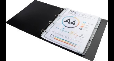 Exacompta 10x Tabbladen met bedrukte tabs in gerecycled PP - 12 tabs - 1 tot 12 - A4 maxi - Grijs - 2912E