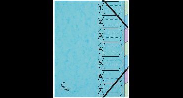 Exacompta 8x Harmonika sorteermap met elastieken 7 vakken Aquarel - A4 - Pastelblauw - 56562E