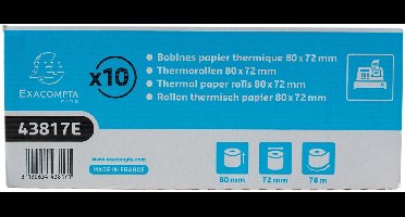Exacompta 30x Rollen voor kastickets 80x80x12x76 - 1 thermische laag 55g/m2 zonder BPA. - Wit - 43817E