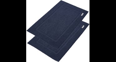 Linden&Green - Badkamermat - set van 2 - Badmat 50 x 80cm - Badmatten - 1000 gsm - Badmat katoen- Badmat Luxe - Blauw