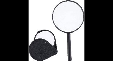 Vergrootglas set 2-delig transparant zwart - loep voor kinderen en volwassenen.