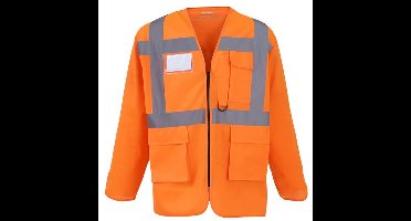 Veiligheidshesje met rits oranje, lange mouwen S