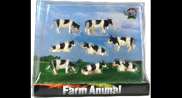 Kids Globe Koeien Zwart/Wit, 8st. 1:87