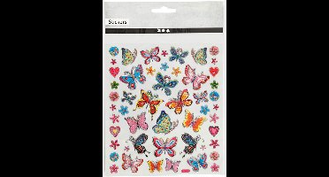 Stickers - bloemen en vlinders - 15x16,5 cm