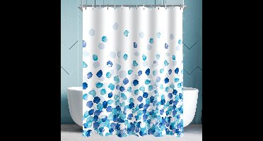 Boraboi ® Verfijnd Douchegordijn Met Luxe Blauwe Bloemblaadjespatroon Voor Een Stijlvolle Badkamerervaring