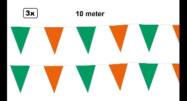 3x Vlaggenlijn oranje/groen 1000cm - Party Vlaglijn festival feest party verjaardag thema feest kleur