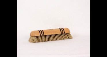 Houten kamerveger met Chinees varkenshaar – grijs/wit