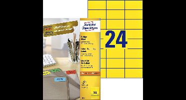 Avery Gekleurde Etiketten, geel, 70,0 x 37,0 mm, permanent klevend