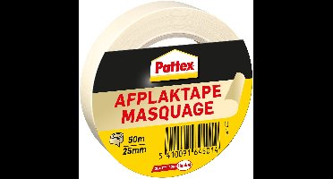 Afplaktape Pattex 25mmx50m creme | 12 stuks