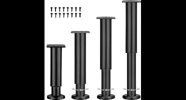 Boraboi ® Verstelbare Metalen Meubelpoten Set van 4 voor Tafels en Bedden Met Hoogte Opties