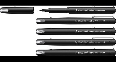 STABILO Dr!ver - Premium Fineliner - 0.8 mm - Zwart - Doos 5 Stuks