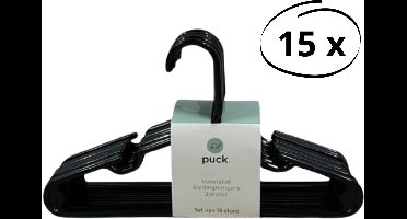 Puck Kledinghanger Kunststof Zwart (15 stuks)