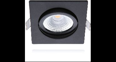 EcoDim - LED Spot - Inbouwspot - ED-10026 - 5W - Waterdicht IP54 - Dimbaar - Dim to Warm - Warm Wit 2000K-3000K - Mat Zwart - Aluminium - Vierkant - Kantelbaar