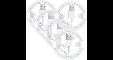 USB A naar Geschikt voor: USB Lightning Kabel - 1,5 Meter Oplaadkabel 5x - Wit
