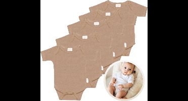 Funnies Rompertjes 5-Pack Pinkstone - 62-68 - Set van 5 Zachte Babyrompers / Boxpakjes / Babybody's - Gemaakt van Comfortabele en Ademende Stoffen - Perfect voor Dagelijks Gebruik bij Baby’s - Makkelijk aan en uit te trekken en Wasmachinebestendig