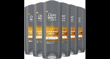 Dove Men+Care - 3-in-1 Douchegel - Sandalwood + Vanilla - 6 x 250 ml - Voordeelverpakking