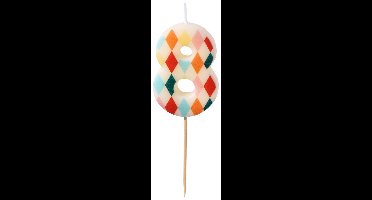 PartyDeco Cijferkaars 8 Ruitmotief 5,5cm