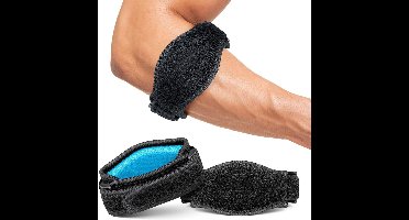 BOTC Elleboog Brace met Gelvulling - Tennisarm Bandage - Verstelbaar - One Size - Zwart - 1 Stuk