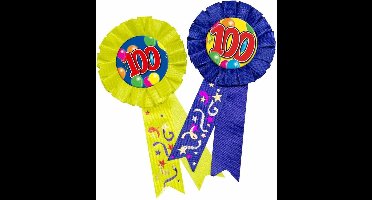 Folat Feest rozet - 100 jaar - verjaardag/jubileum versiering - leeftijd - multi kleur