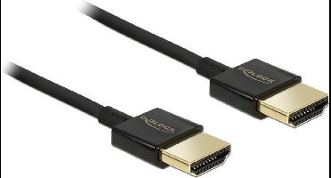 Delock 84786 HDMI-kabel HDMI Aansluitkabel HDMI-A-stekker, HDMI-A-stekker 0.50 m Zwart 4K UHD, Vergulde steekcontacten