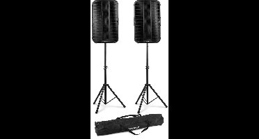 Vonyx VD715A actieve speakerset met Bluetooth, draadloze Stereo Pairing, statieven - 15 inch - 1800W