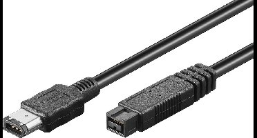 FireWire 400-800 kabel met 6-pins - 9-pins connectoren / zwart - 1 meter