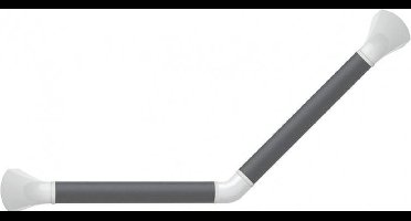 Wandbeugel zwart-grijs met afdekkappen in hoogglans wit - 45 graden gehoekt 30 x 30 cm - SecuCare