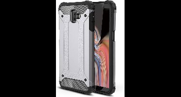 Ntech Hoesje Geschikt Voor Samsung Galaxy J6+ Hybrid Armor Hoesje - Zilver