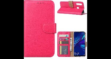 Ntech Hoesje Geschikt voor Huawei P Smart Plus (2019) Portemonnee Hoesje / Book Case - Pink/Roze