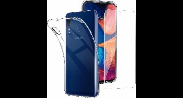 Ntech Hoesje Geschikt Voor Samsung Galaxy A20e TPU transparant hoesje + Glazen Screenprotector - Case-Friendly