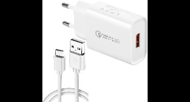 USB-oplader - Quick Charge 3.0 - snellader - netadapter - 3A USB-stekker - 1 Meter USB C kabel