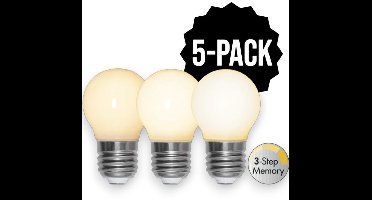5-Pack | 3 standen - Kogellamp - E27 - 4W - Extra Warm Wit - 2700K - Opaal