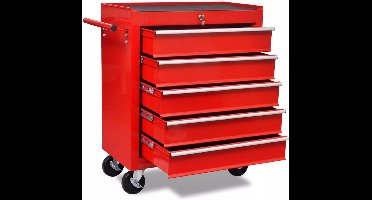vidaXL - Gereedschapswagen - 5 - lades - rood