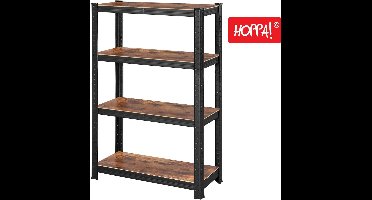 Hoppa! Magazijnstelling & Opbergrek – 80 × 41 × 161 cm, tot 545 kg belastbaar – bruin/zwart
