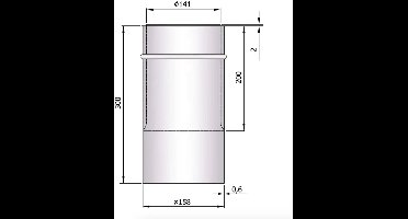 Kachelpijp Ø150 Nisbus - lengte 30cm - insteek 20 cm - staal