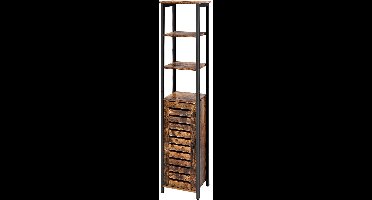 Hoppa! - Smalle Opbergkast - Bruin/Zwart - Spaanplaat - 38 x 31 x 168 cm (B x D x H)