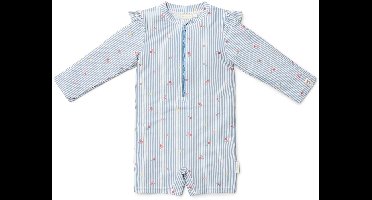 Zwempak lange mouw - Blauw - Sunny Flowers-98/104