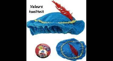 Pieten Muts -  Barret – Velours – One Size – Blauw