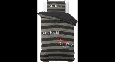 Dreamhouse Mr and Mrs Always - Dekbedovertrek - Eenpersoons - 140x200/220 + 1 kussensloop 60x70 - Antraciet