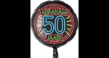Folieballon - 50 Jaar - Abraham - Neon - 46cm- Zonder vulling