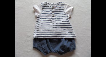 noukie's , ensemble, kledingsetje ,meisje, wit/marine 6 maand  68