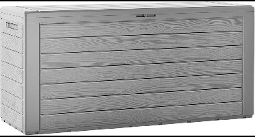 Deuba Kussenbox Woody 120cm grijs hout-look – tuinkussenbox tuinbox