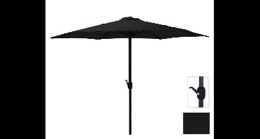 Parasol Zwart Ø300 cm voor Tuin en Terras | met Handig Opdraaisysteem