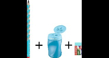 STABILO EASYgraph - Ergonomisch Grafietpotlood - Rechtshandig - Met Extra Dikke 3.15 mm Kern - Potlood + Slijper + Gom - School Set